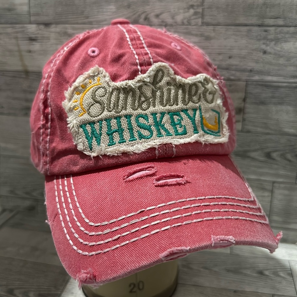Kbethos vintage sunshine whiskey red distressed baseball cap hat